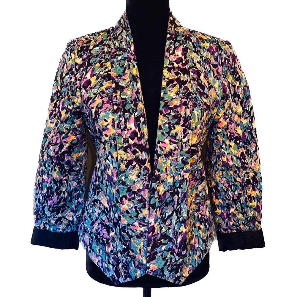 MOSSIMO Supply Co. Purple Watercolor Abstract Women’s Open Jacket Blazer Sz S